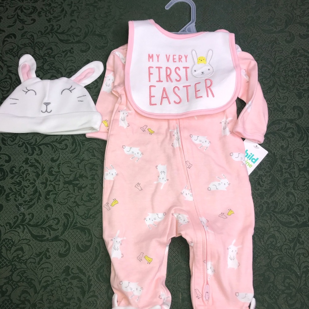 NWT TWINS 1st Easter sleeper bib cap carters 6-9 m - Picture 2 of 10